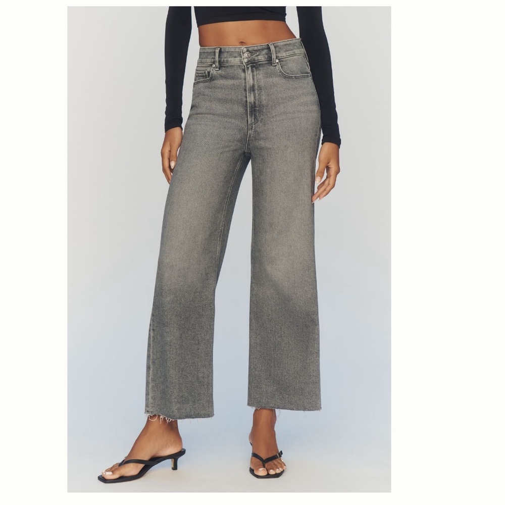 NWOT PAIGE The Anessa Grey High Waist Crop Wide-Leg Jeans 29 Smokey Grey